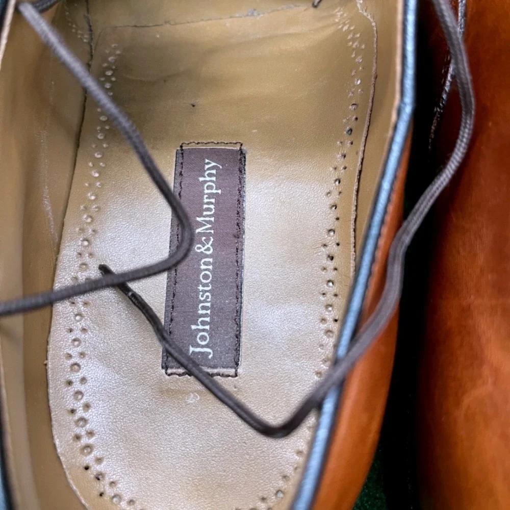 Johnston & Murphy Cap Toe Oxford Dress Shoes Brown Leather Men's 10.5 E Wide